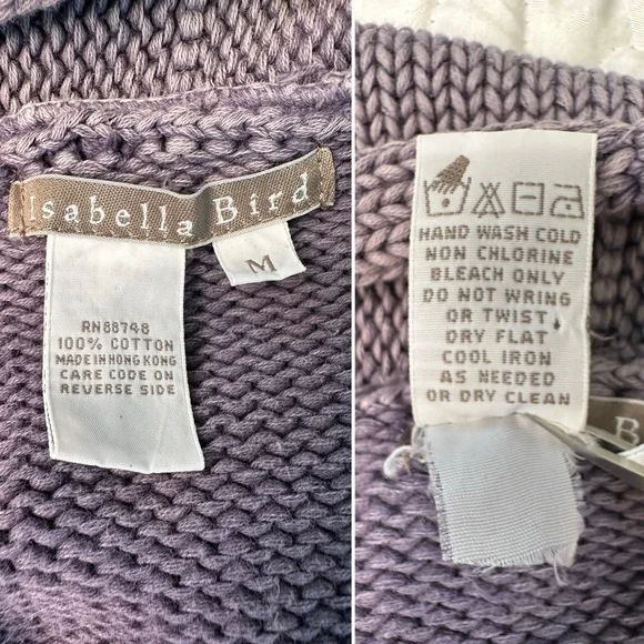 Isabella Bird Anthropologie Knit Cardigan Sweater Cotton Jacket Wooden Buttons M - Picture 7 of 12